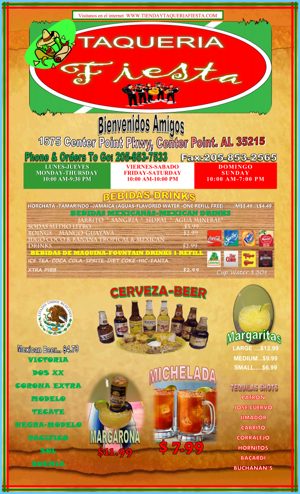 Taqueria Fiesta menu (PDF), page 1